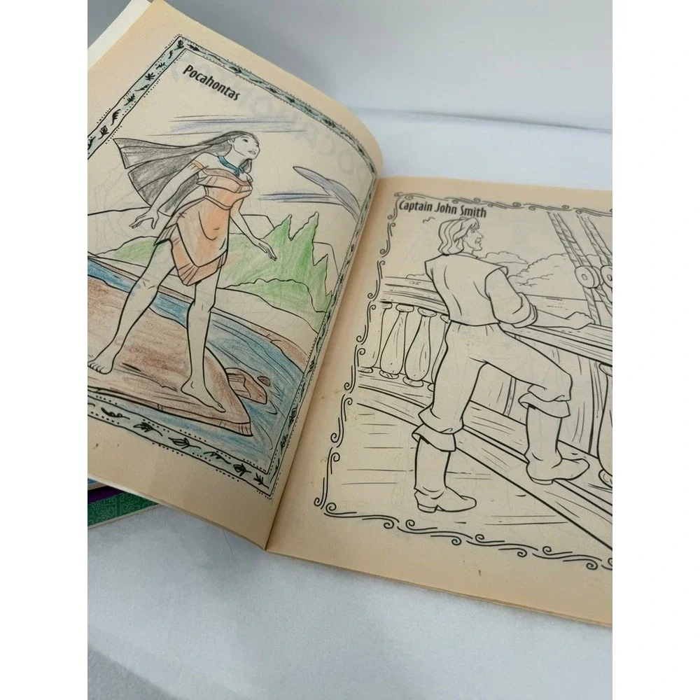 Vintage Coloring Activity Book LOT 90s Kids OS Aladdin Lion King Huckleberry